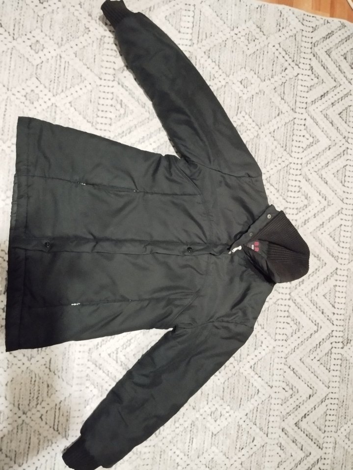 Düğmeli Siyah Midi Hamile Mont - Görsel 3