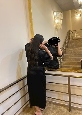 Siyah Saten Uzun Abiye - Görsel 2