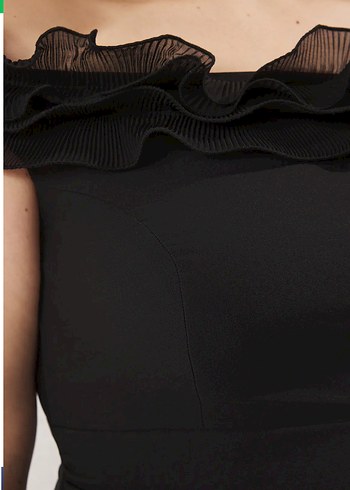 Siyah Deri Midi Straplez Elbise - Görsel 4