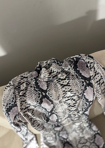 Yılan Desenli Uzun Kollu Kadın Elbise - Görsel 3