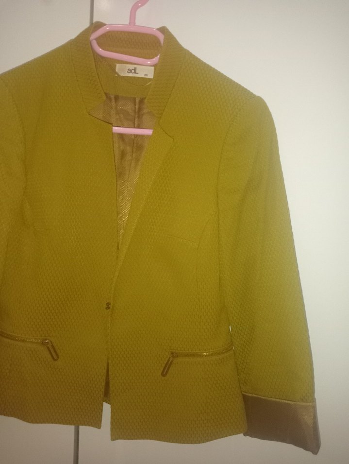 Yağ Yeşili tonlarında Düğmeli Kadın Blazer Ceket - Görsel 3