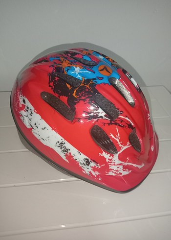 Renkli Baskılı Kırmızı Çocuk Bisiklet Kaskı - Görsel 7