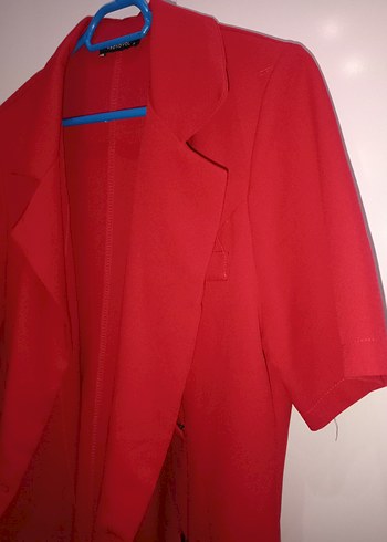 Kısa Kollu Parlak Kırmızı Midi Kadın Elbise - Görsel 3