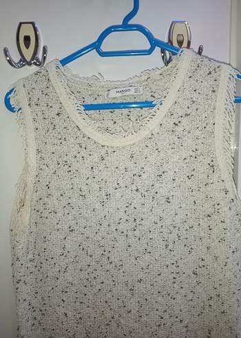 Beyaz Örgü Midi Kolsuz Kadın Elbise - Görsel 2