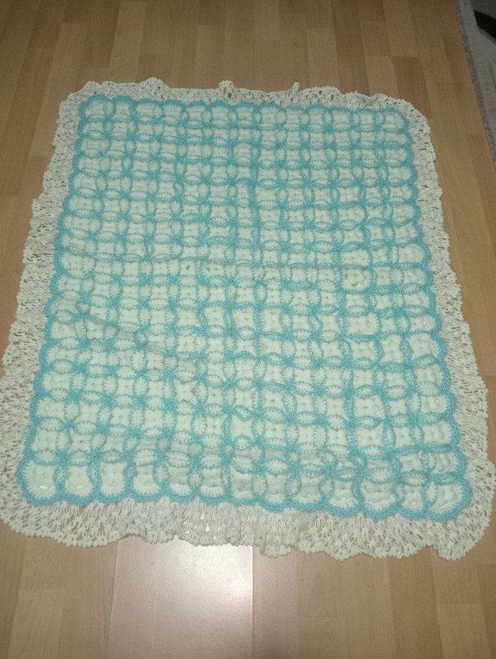 Nakışlı Turkuaz Çocuk Örtüsü - Görsel 3