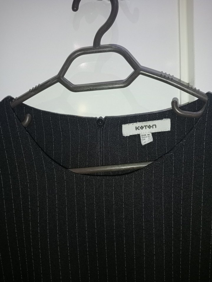 Siyah ince fitilli elbise Ofis/ Davet/ Sokak Stili - Görsel 2