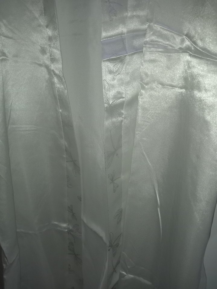 Beyaz Kadın Midi Saten Sabahlık _ Kimono - Görsel 5