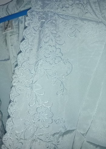 Uzun Buz Mavisi Nakışlı Bohem Kadın Sabahlık - Görsel 4