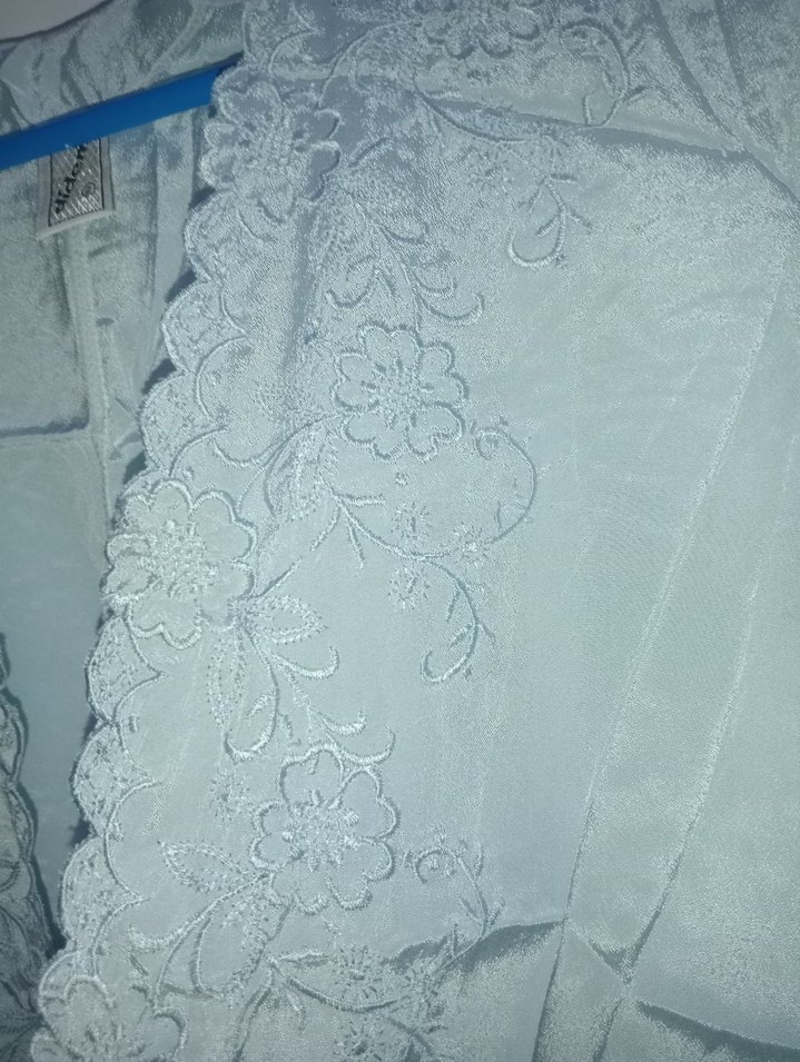 Uzun Buz Mavisi Nakışlı Bohem Kadın Sabahlık - Görsel 4