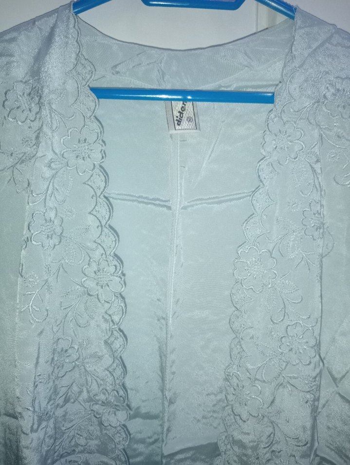 Uzun Buz Mavisi Nakışlı Bohem Kadın Sabahlık - Görsel 2