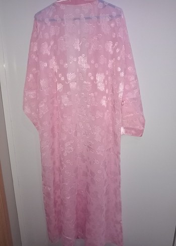 Kadın Pembe Midi Vintage Sabahlık - Görsel 6