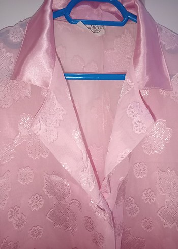 Kadın Pembe Midi Vintage Sabahlık - Görsel 17