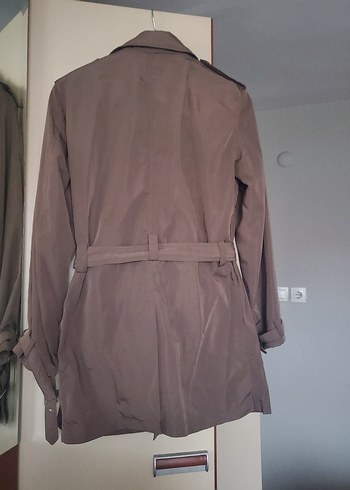 Bej Erkek Trençkot, Kuşaklı, Midi Boy - Görsel 2