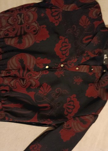 Desenli Bordo Uzun Kollu Midi Goth Elbise - Görsel 2