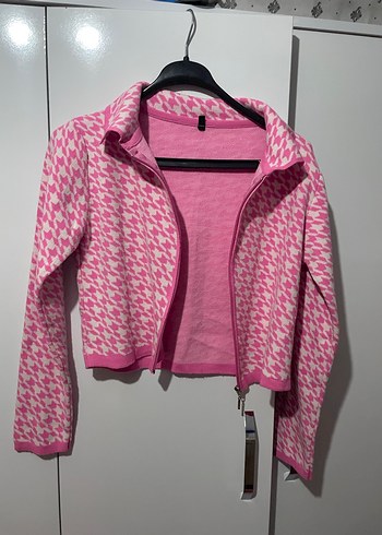 Pembe Fermuarlı Uzun Kollu Ceket - Görsel 3