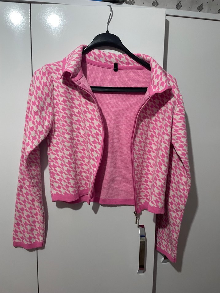 Pembe Fermuarlı Uzun Kollu Ceket - Görsel 3