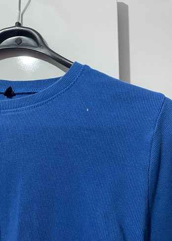 Uzun Kollu Mavi Sade Kadın Bluz - Görsel 2