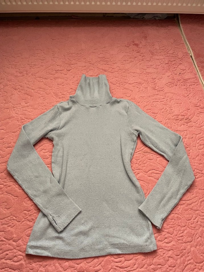 Açık Mavi Kadın Boğazlı İnce Triko - Görsel 2