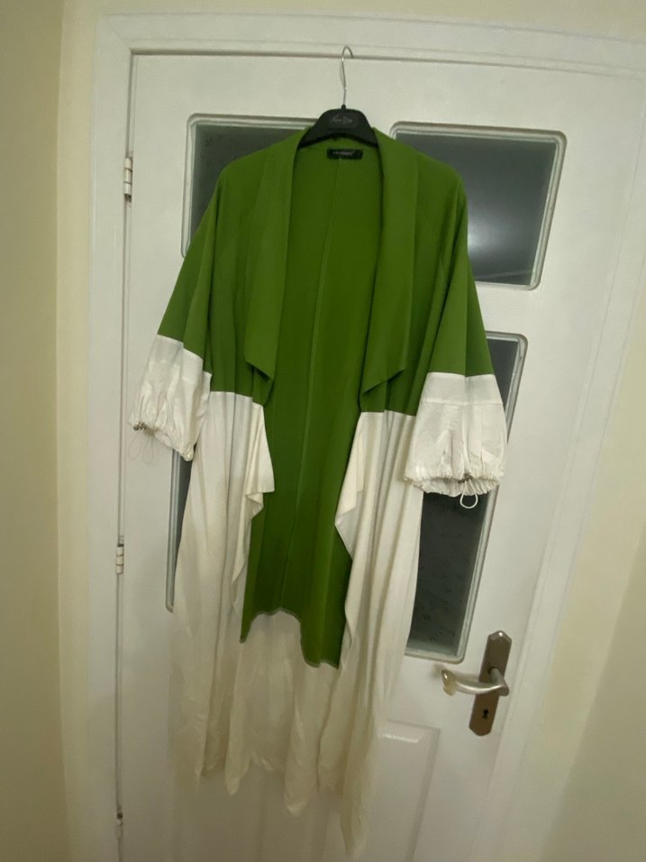 Yeşil Beyaz Uzun Salaş Kadın kap - Görsel 3