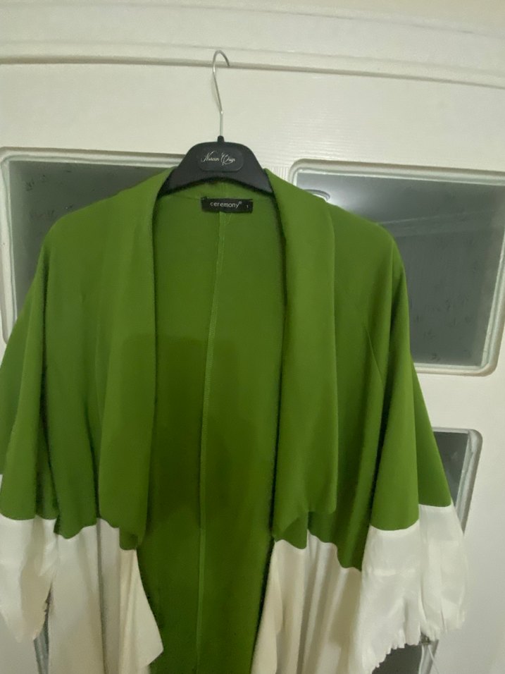 Yeşil Beyaz Uzun Salaş Kadın kap - Görsel 2