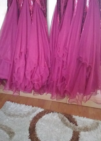 Bordo Drapeli Uzun Abiye Elbise - Görsel 7