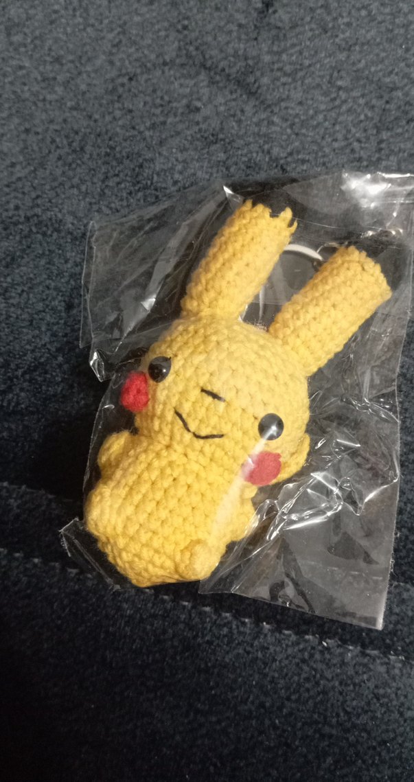 Sarı Örgü Peluş Oyuncak Anahtarlık "Pikachu" - Görsel 2
