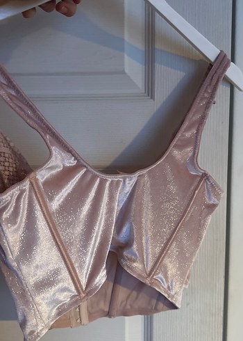 Parlak Bej Kemerli Mini Büstiyer - Görsel 4