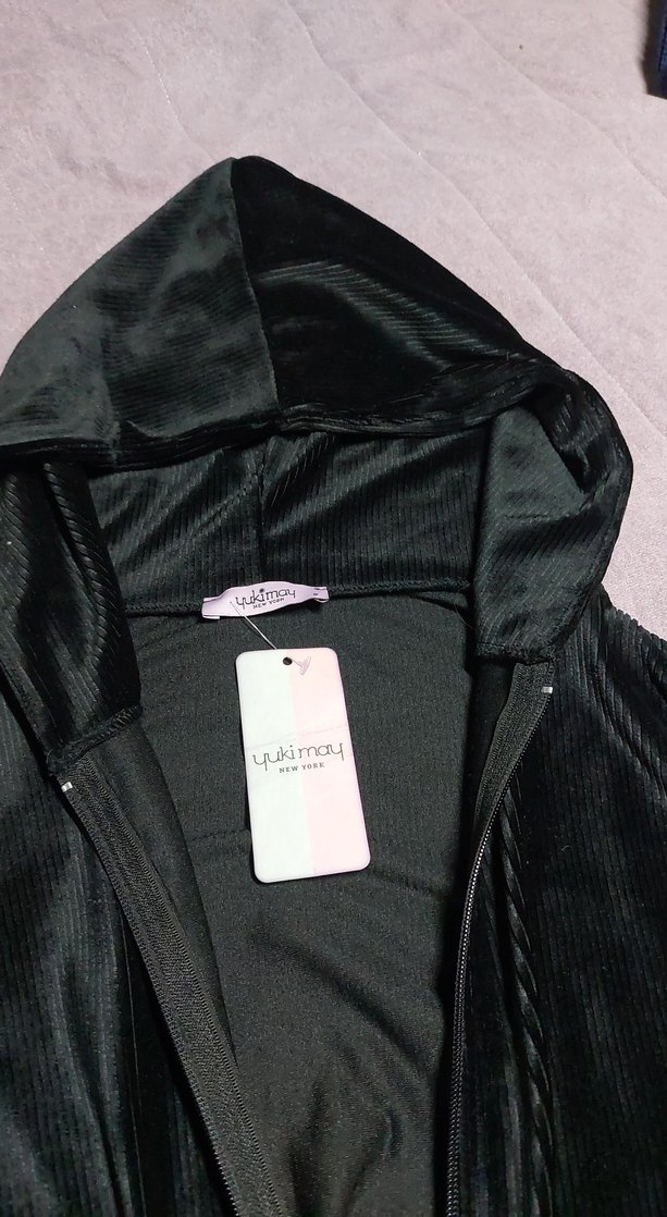 Siyah Kapüşonlu Fermuarlı Kadın Ceket - Görsel 2