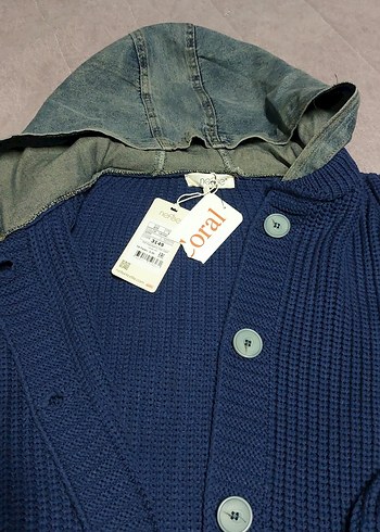 Trendy Rahat Mavi Triko Hırkaı - Görsel 4