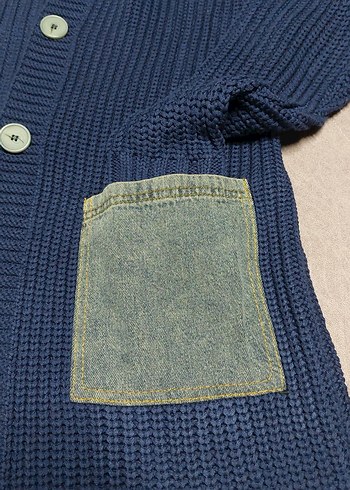 Trendy Rahat Mavi Triko Hırkaı - Görsel 3