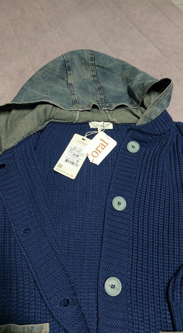 Trendy Rahat Mavi Triko Hırkaı - Görsel 4