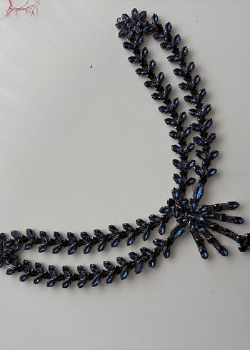 Uzun Lacivert Gotik Boncuklu Kolye - Görsel 2