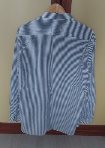 U.S. POLO Marka Mavi Çizgili Pamuklu Erkek Gömlek - Görsel 3