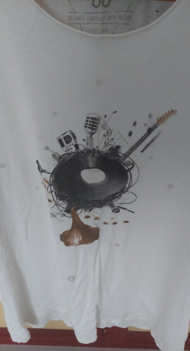 Kaft Marka, Pamuk Beyaz Baskılı Kısa Kollu Unisex Tişört - Görsel 3