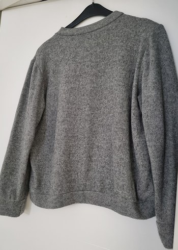 Gri Düğmeli Kadın Hırka - Görsel 3