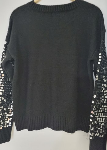 Kadın Siyah Pul İşlemeli Örgü Kazak - Görsel 3