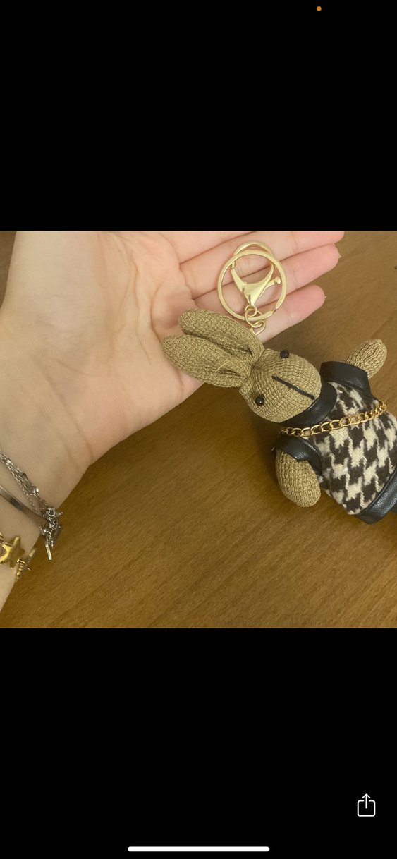 Örgü Kahverengi Tavşan Anahtarlık - Görsel 2