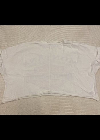 Beyaz kısa kol cropTişört - Görsel 2