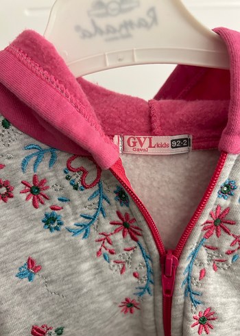 Kız Çocuk Gri nakışlı hırka - Görsel 3