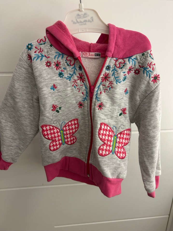 Kız Çocuk Gri nakışlı hırka - Görsel 2