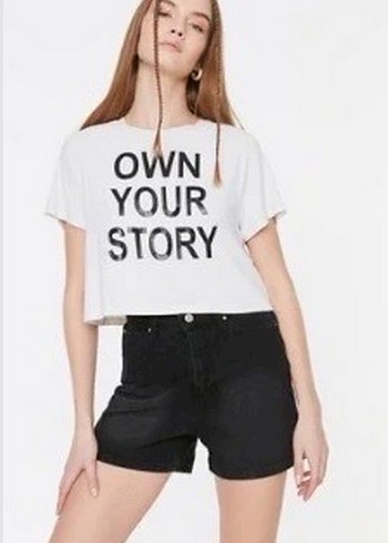 siyah basic denim şort - Görsel 2