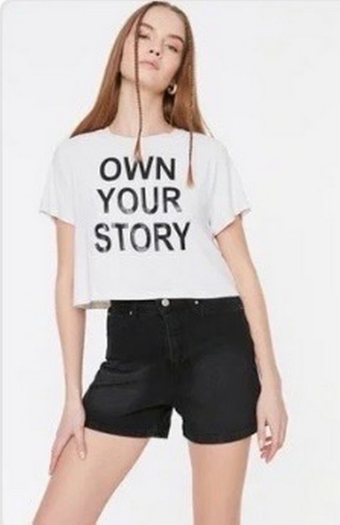 siyah basic denim şort - Görsel 2