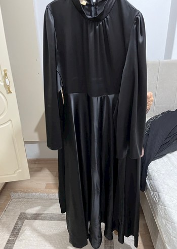 Siyah uzun elbise ipek kumaştır 1 kere tek giyilmiştir - Görsel 5