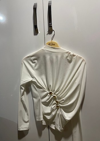 Düğmeli Siyah Uzun Kollu Mini Bluz - Görsel 2