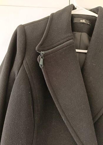 Düğmeli Siyah Kadın Kaban - Görsel 2