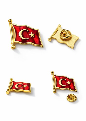 Altın Renkli Türk Bayrağı Rozeti - Görsel 2