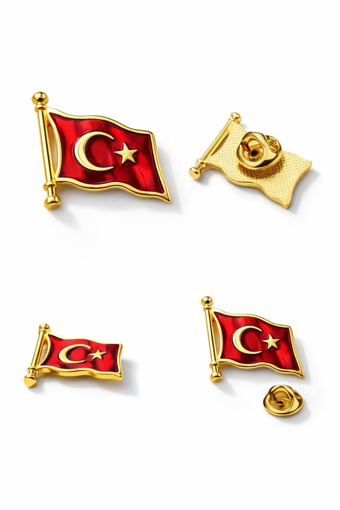 Altın Renkli Türk Bayrağı Rozeti - Görsel 2