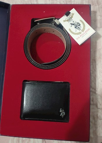 U.S Polo Assn. Sik Siyah Deri Cuzdan Kemer Seti En Guzel Hediye