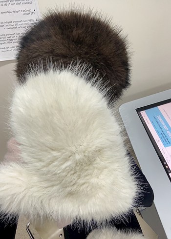 Kadın Beyaz Kürklü eldiven - Görsel 2