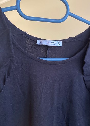 Siyah Mini Rahat Kesim Volanlı Elbise - Görsel 3